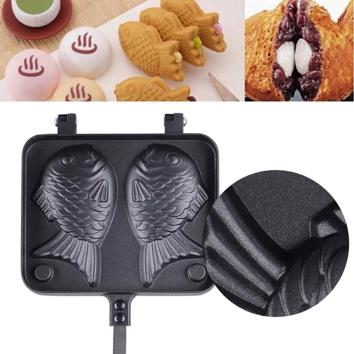 Fish Shaped Waffle Pan Maker Non-stick Buscuit Cake Bake Bakeware