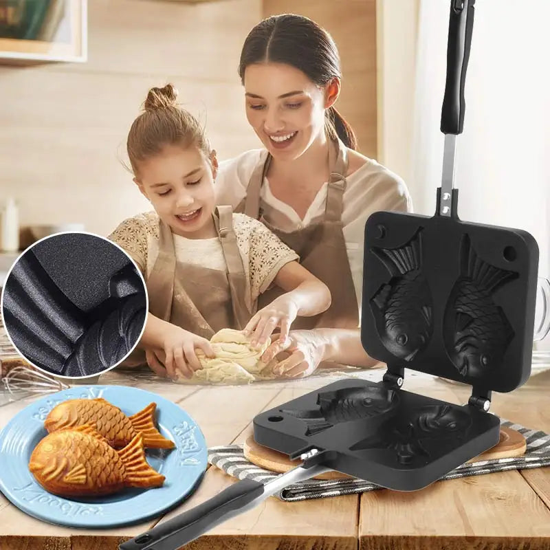 Fish Shaped Waffle Pan Maker Non-stick Buscuit Cake Bake Bakeware