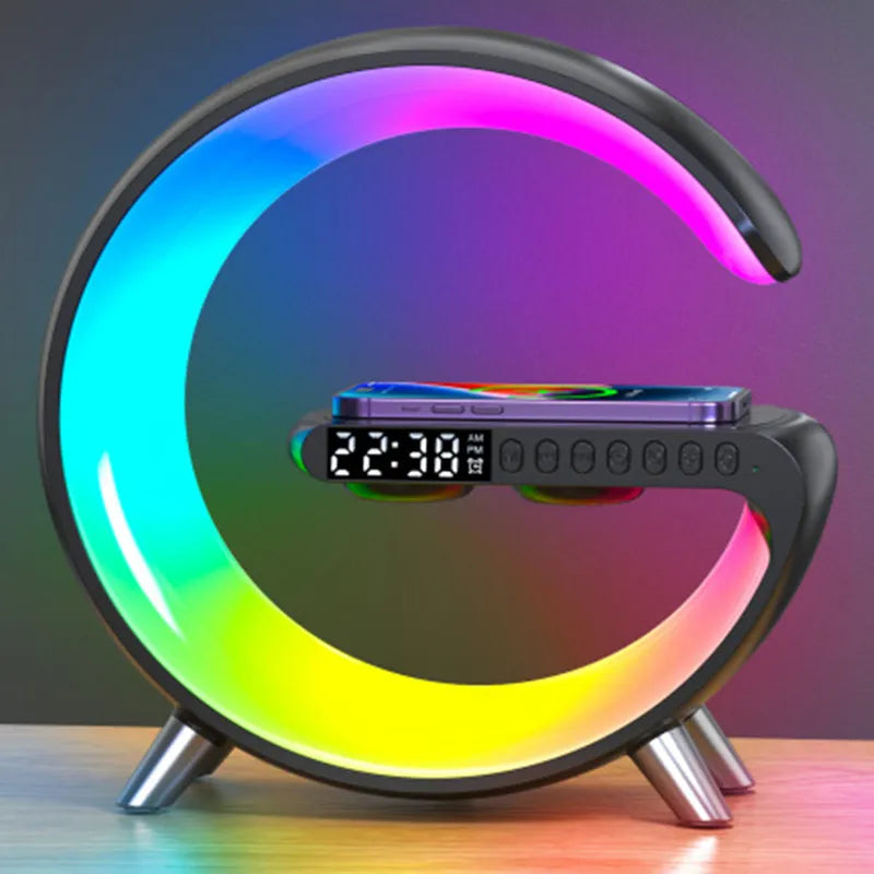 Big G Smart Light LED Wireless Charger Bluetooth Speaker Alarm Clock Atmosphere Light White Noise Sleep Light 2023 New